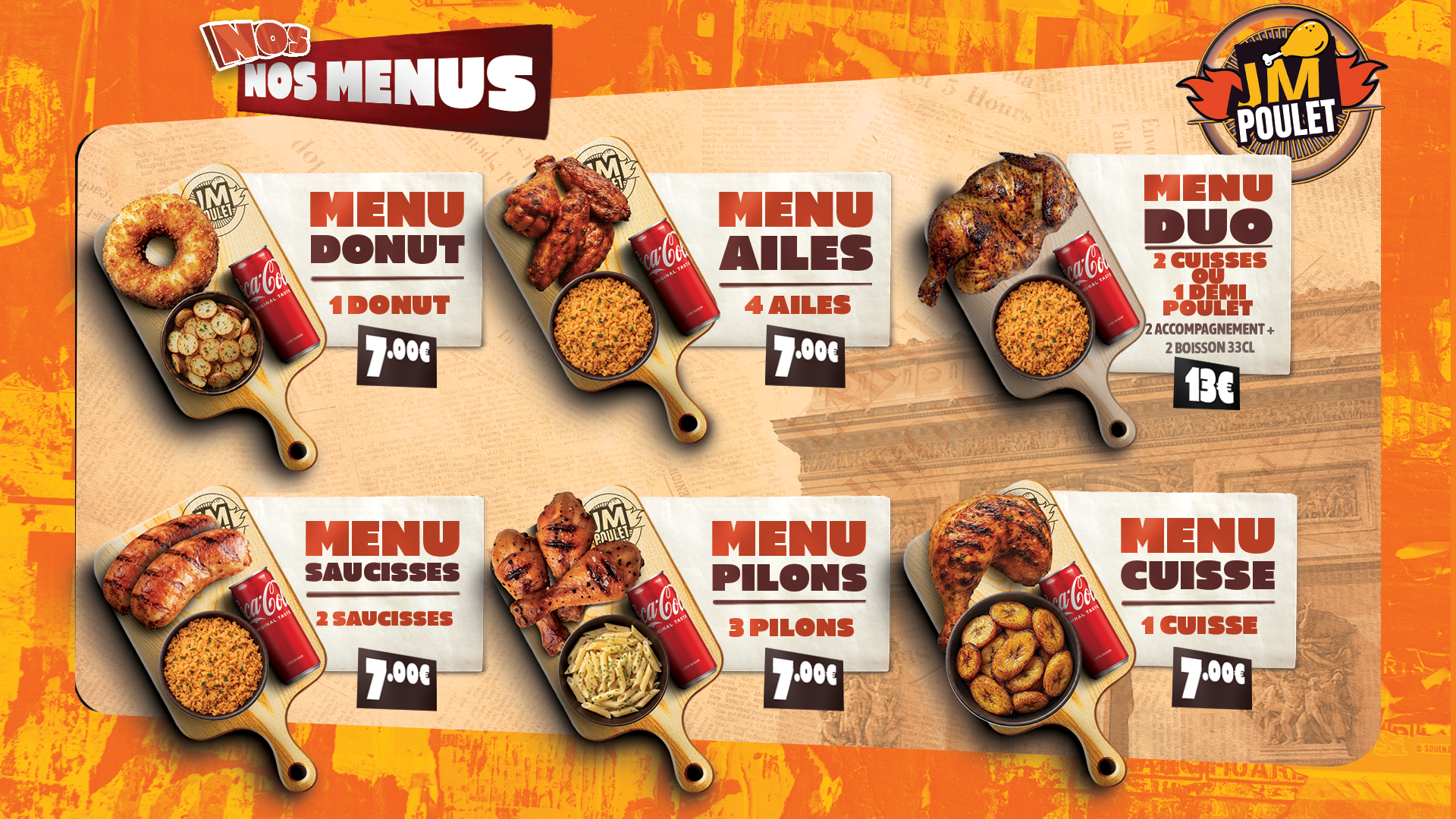 JM POULET Menu Board